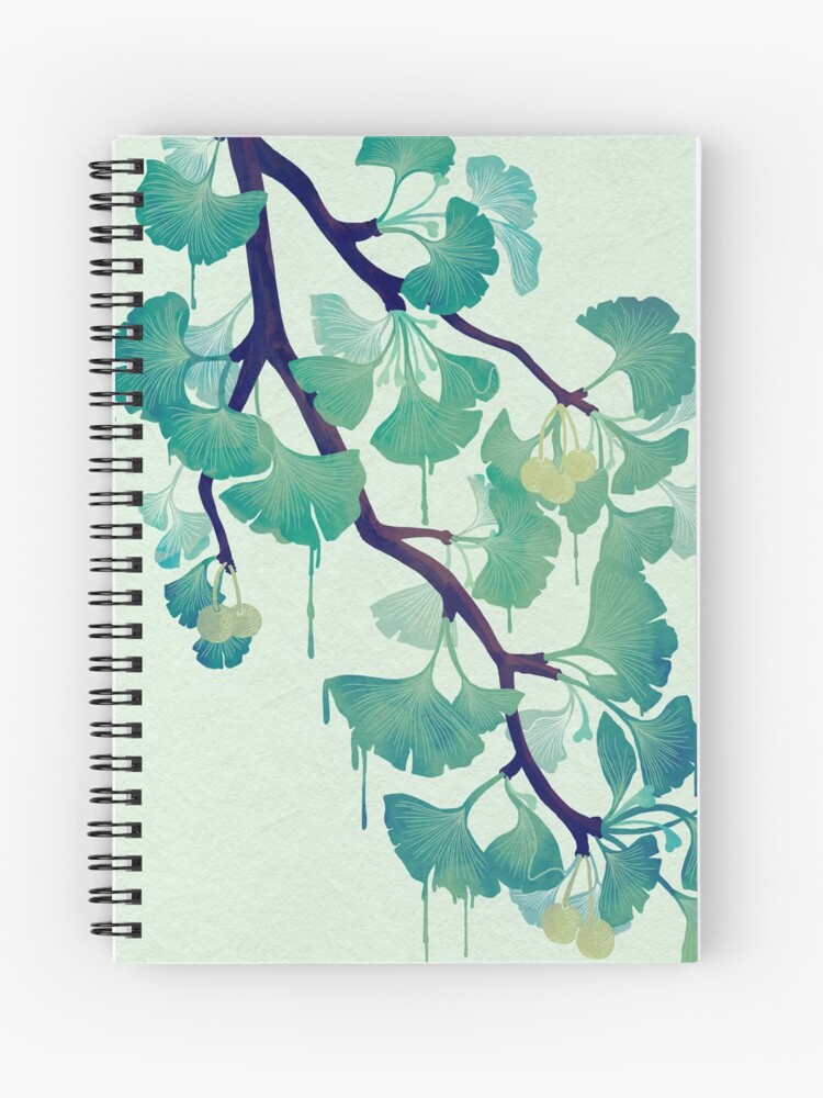 Thumbnail 1 of 3, Spiral Notebook, O Ginkgo (in Green) designed and sold by littleclyde.