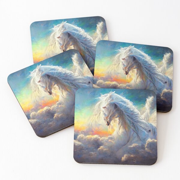 Item preview, Abstract White Horse in the Clouds. Mystical Pastel Colors Art designed and sold by Pet Shelter.