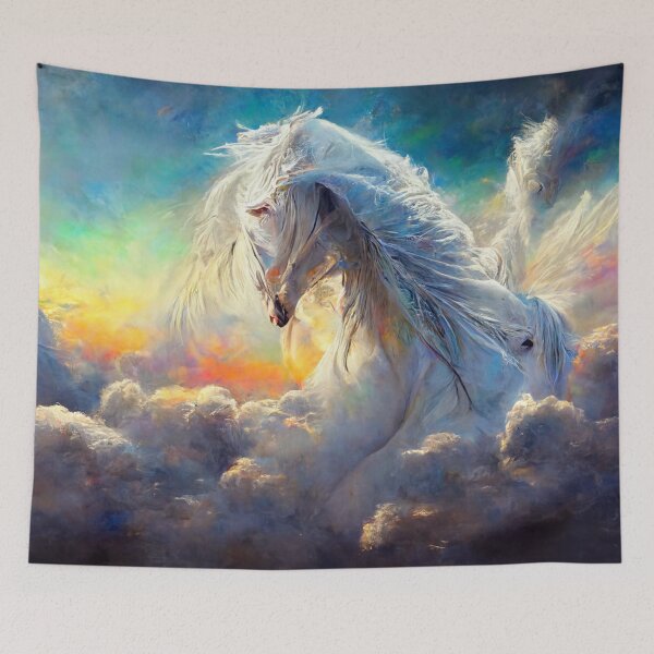 Item preview, Abstract White Horse in the Clouds. Mystical Pastel Colors Art designed and sold by Pet Shelter.