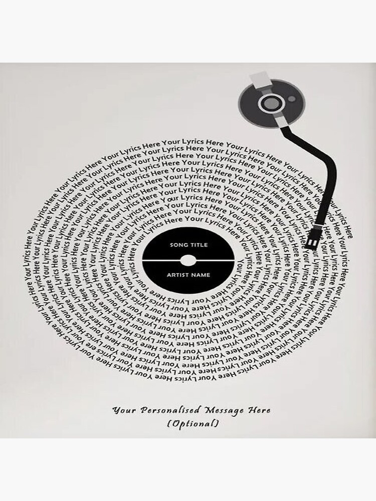 Personalized Song Lyrics Vinyl Record Print