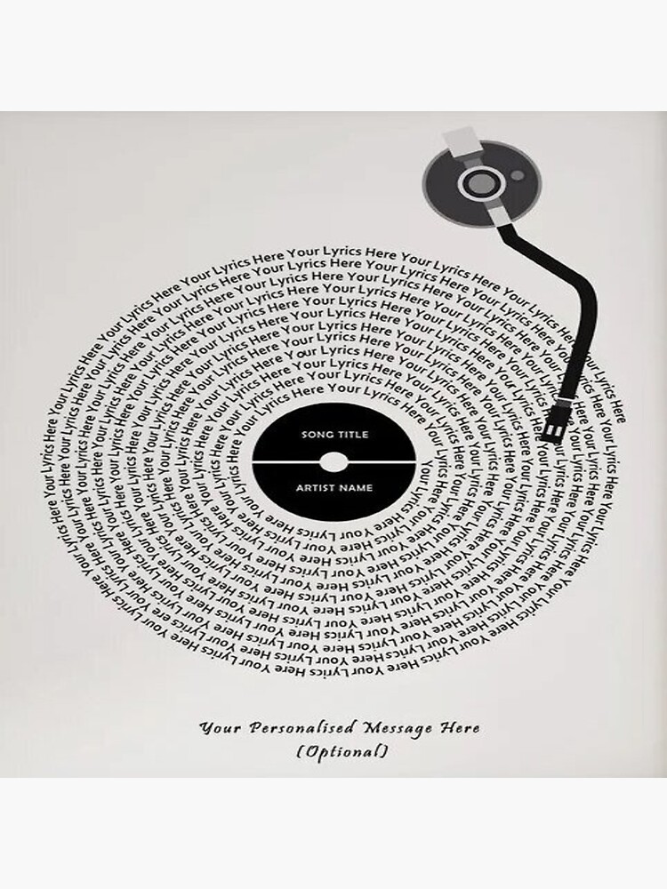 Personalised Song Lyrics Vinyl Record Wall Art LP Print