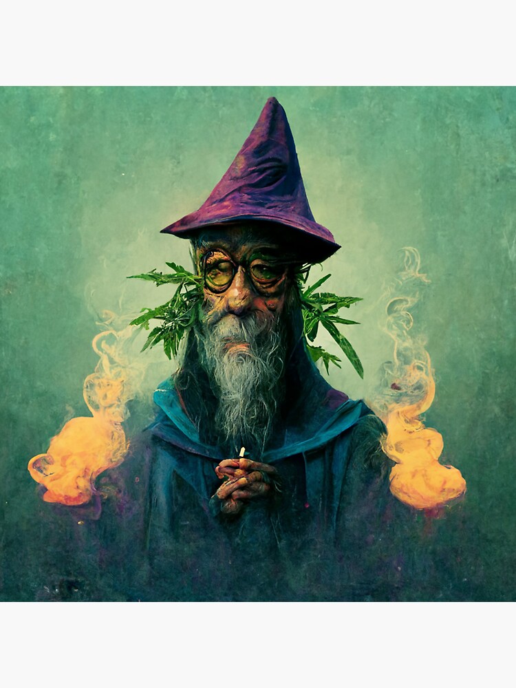 Smoking weed wizard Sticker for Sale by WeirdStation