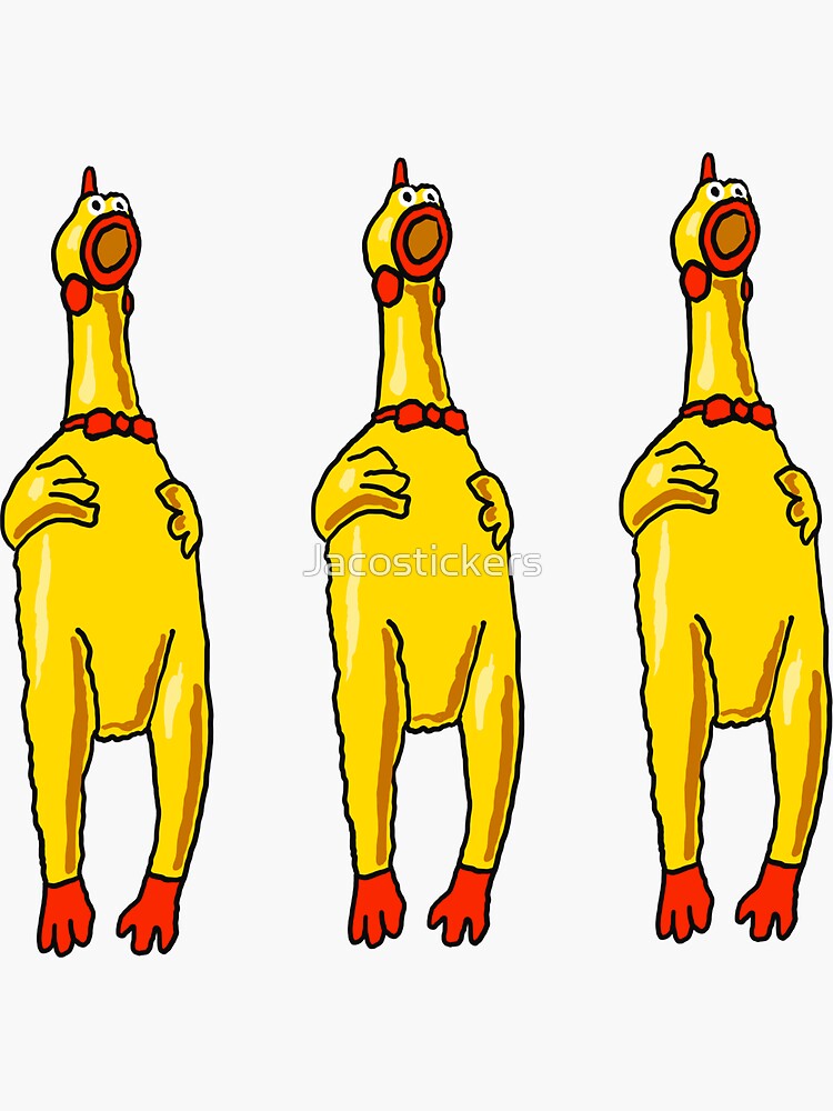 "Rubber chicken yellow hen stickers pack " Sticker for Sale by