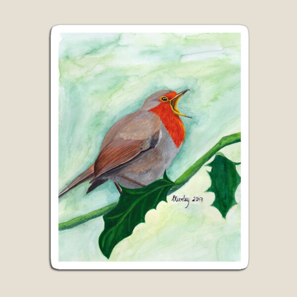 Singing Fat Red Robin Magnet