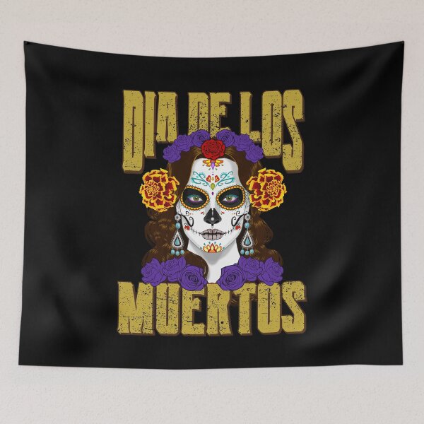 Item preview, Dios De Los Muertos Distressed Text Day of the Dead Catrina Face designed and sold by Rongway76.