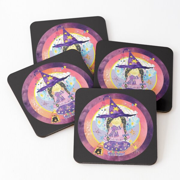 Item preview, Sugar Plum Witch having fun at the Halloween Ball Watercolour Collage designed and sold by DefaultOneWorld.