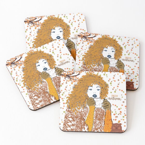 Item preview, girl drinking coffee in autumn designed and sold by mirdayn.