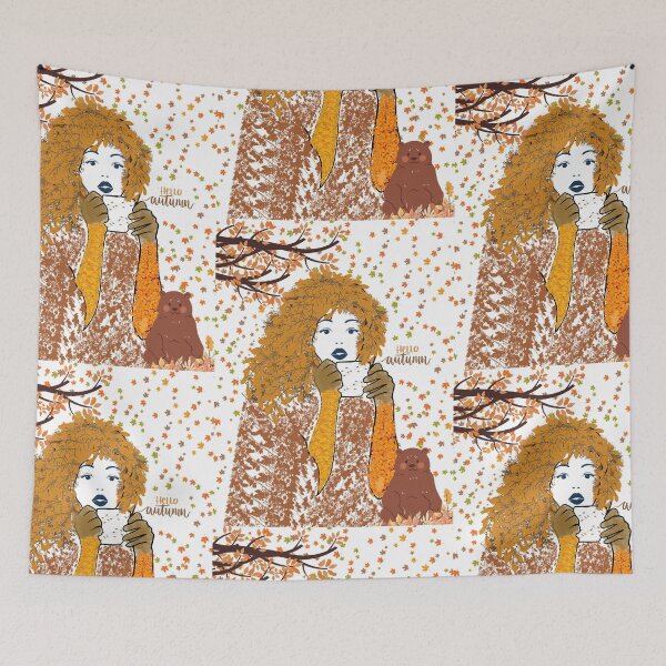 Item preview, girl drinking coffee in autumn designed and sold by mirdayn.
