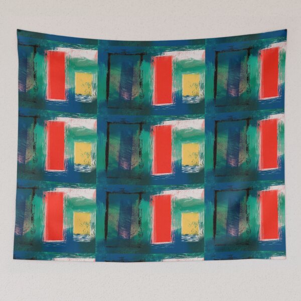 Item preview, The red door abstract painting, brush strokes designed and sold by aasiriartstudio.