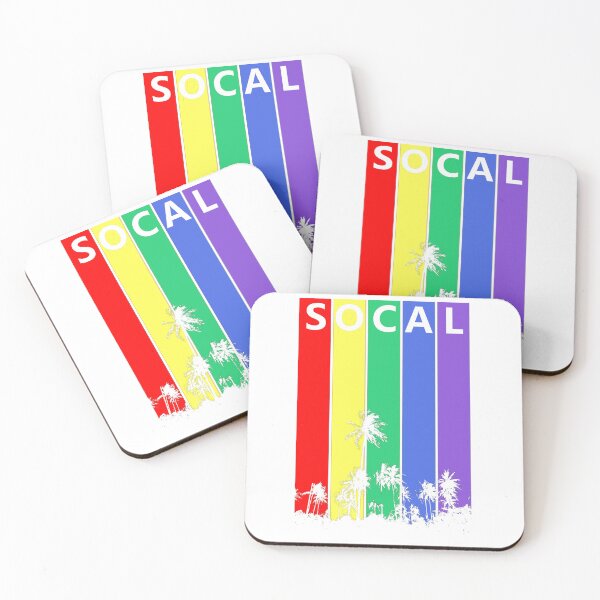 Item preview, SoCal, palmeras en rayas de arco iris designed and sold by MyDesertIsle.