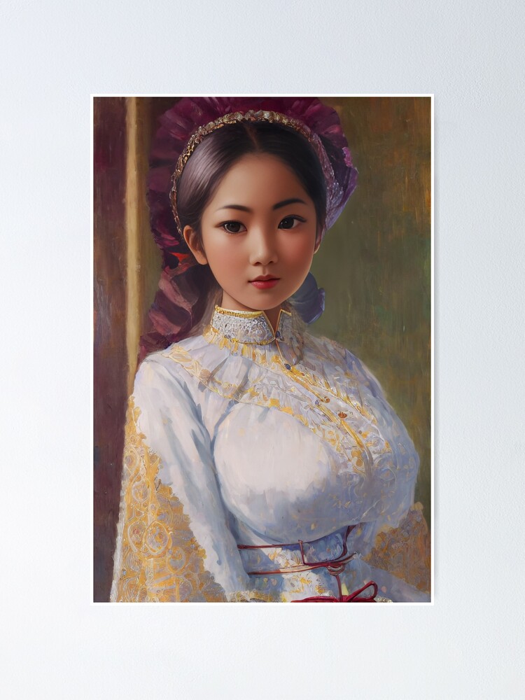 portrait of a beautiful asian woman wearing a lace
