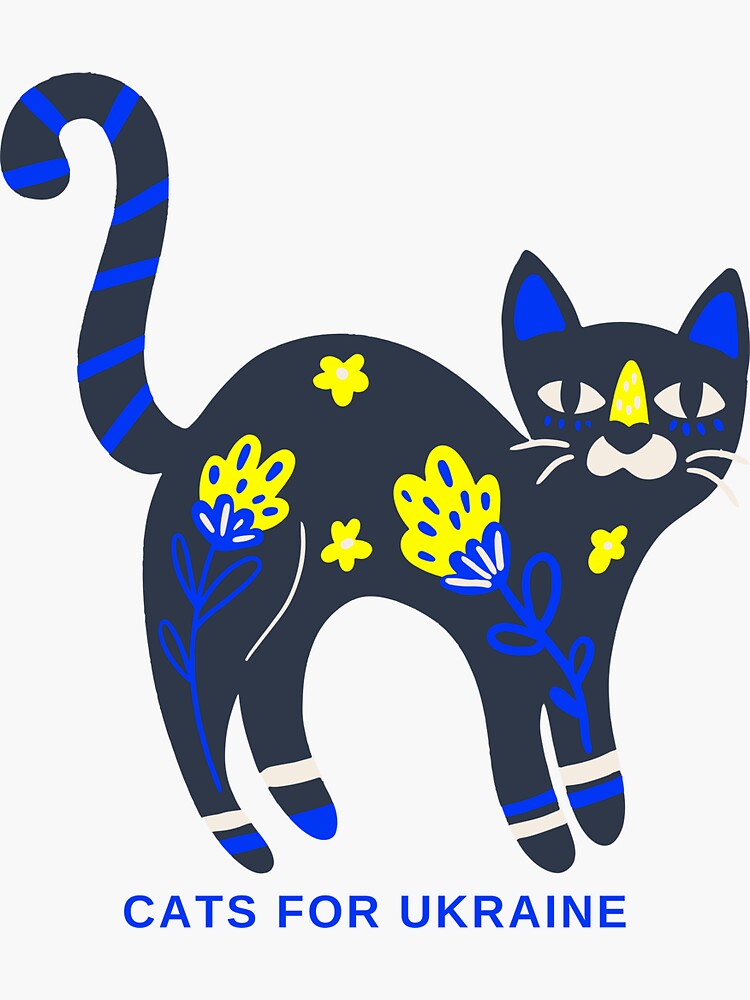 "Cats for Ukraine" Sticker for Sale by fyrelizard Redbubble