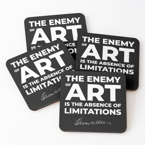 Item preview, Orson Welles Quote - The enemy of art is the absence of limitations (White Text) designed and sold by STUDIO-72.