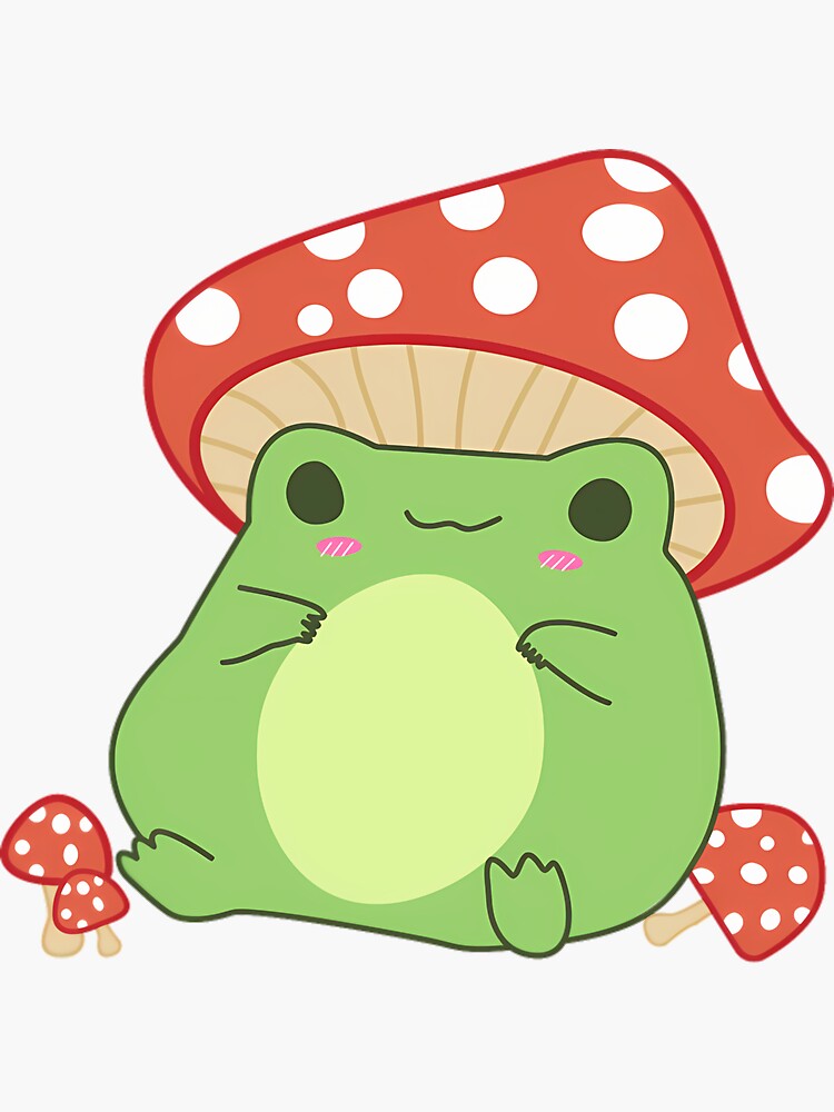 "Cottagecore Aesthetic Frog With Mushroom Hat" Sticker for Sale by