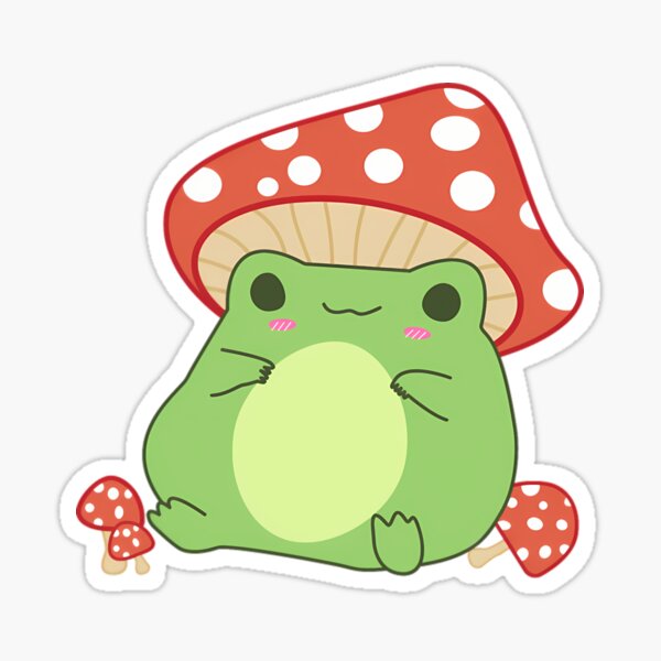 Cottagecore Aesthetic Frog With Mushroom Hat Sticker For Sale By