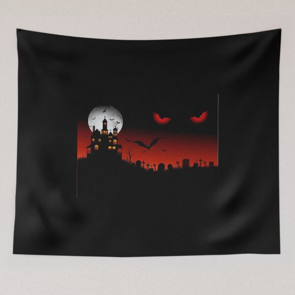 Item preview, Scary Haunted House And Graveyard At Night desing halloween art designed and sold by rmannioui.