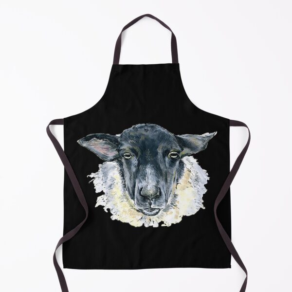 Item preview, Suffolk Sheep. A sketch in acrylic by Jane Green. Black Background. designed and sold by janesg.
