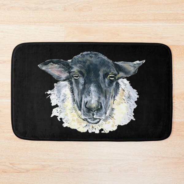 Item preview, Suffolk Sheep. A sketch in acrylic by Jane Green. Black Background. designed and sold by janesg.