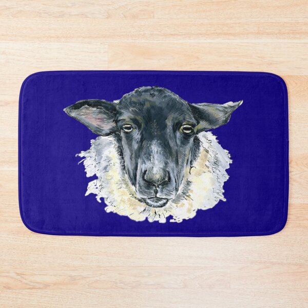 Item preview, Suffolk Sheep. A sketch in acrylic by Jane Green. Blue Background. designed and sold by janesg.