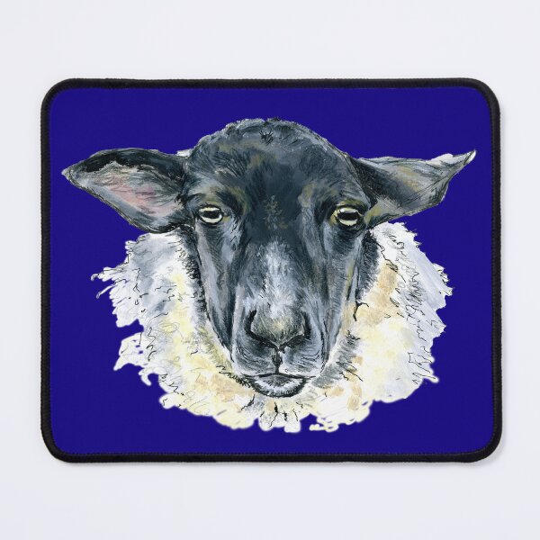 Item preview, Suffolk Sheep. A sketch in acrylic by Jane Green. Blue Background. designed and sold by janesg.
