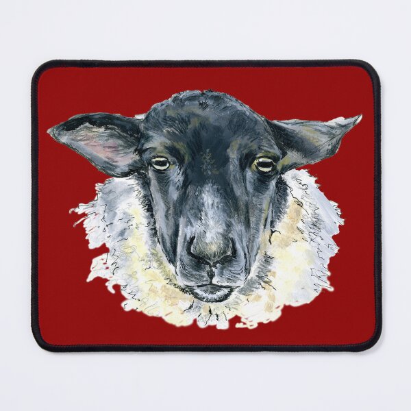 Item preview, Suffolk Sheep. A sketch in acrylic by Jane Green. Red Background. designed and sold by janesg.