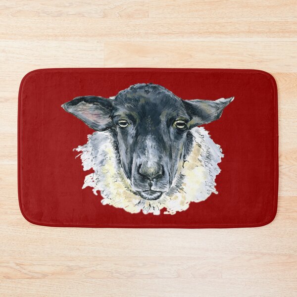 Item preview, Suffolk Sheep. A sketch in acrylic by Jane Green. Red Background. designed and sold by janesg.