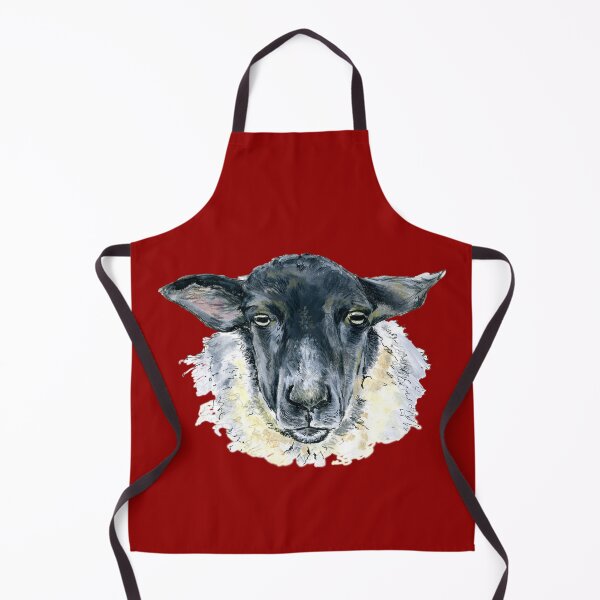 Item preview, Suffolk Sheep. A sketch in acrylic by Jane Green. Red Background. designed and sold by janesg.