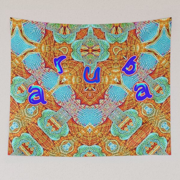 Item preview, UNFORGETTABLE SOUVENIRS OF THE ARUBA CARNIVAL - ARUBA GEOMETRIC ABSTRACT SHELL PAINTING - ARUBA PARADISE ISLAND - ARUBA ONE HAPPY ISLAND. designed and sold by Ralek.