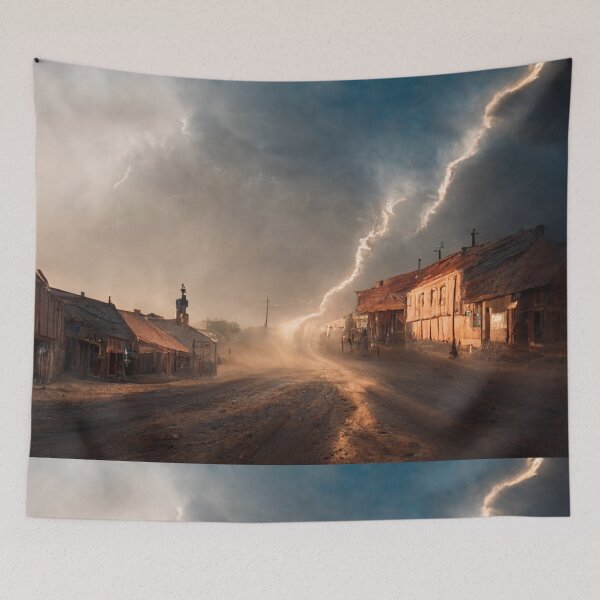 Item preview, Old town is in rainy weather  designed and sold by WeirdStation.