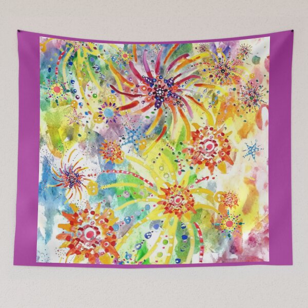 Item preview, Fireworks In A Diwali Sky Watercolour Collage designed and sold by DefaultOneWorld.