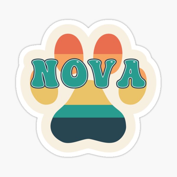 "Nova Dog Name Vintage Sunset Paw Prints on Cream - Nova Dog Name" Sticker for Sale by DPattonPD