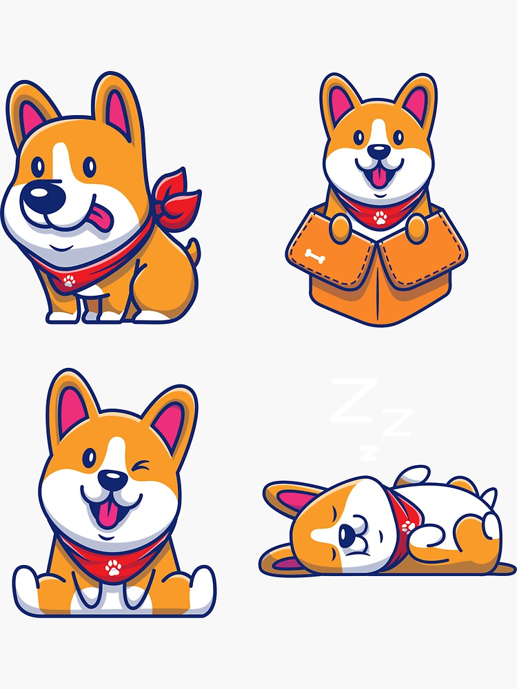 Dog Pack Cute Kawaii Cartoon" Sticker for Sale by sweary12