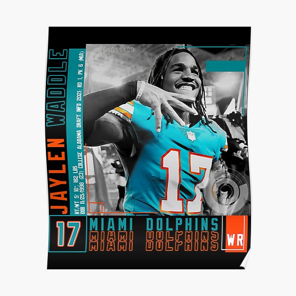 NFL Miami Dolphins - Jaylen Waddle 21 Wall Poster, 14.725 x 22.375,  Framed 