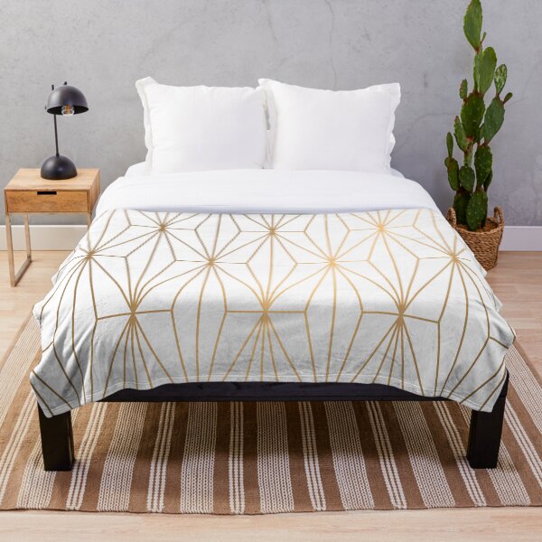 Gold Geometric Pattern Illustration Throw Blanket