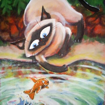 Artwork thumbnail, Three Cats Fishing - Middle Panel by etourist