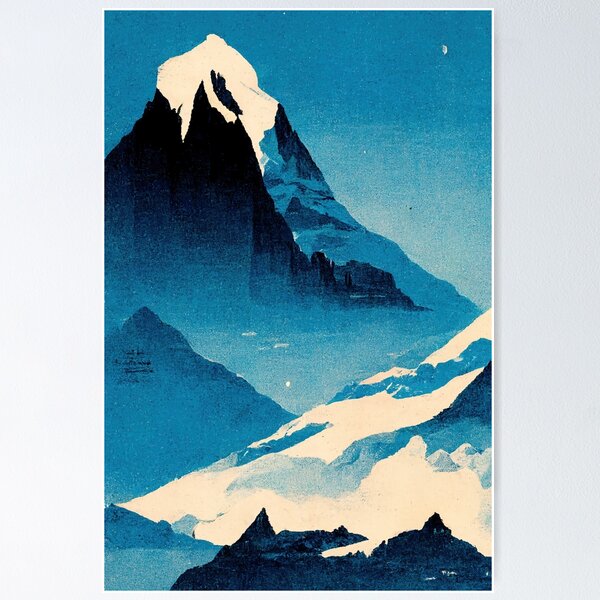 Item preview, Apicem - vintage graphic style mountain landscape designed and sold by NickMateo.