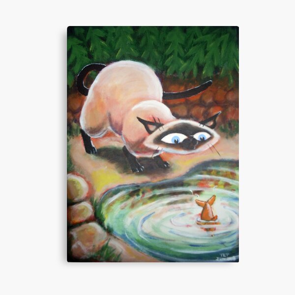 Three Cats Fishing - Left Panel Canvas Print