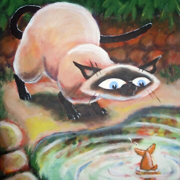 Artwork thumbnail, Three Cats Fishing - Left Panel by etourist