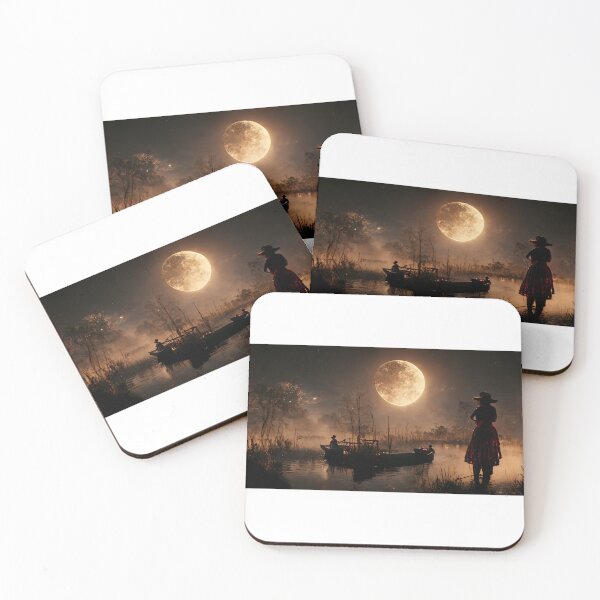 Item preview, Moon light on river with woman silhouette designed and sold by WeirdStation.