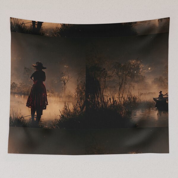 Item preview, Moon light on river with woman silhouette designed and sold by WeirdStation.