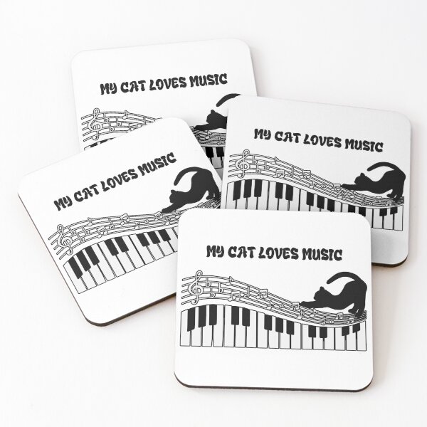 Item preview, Black cat and piano designed and sold by Artbellachi.