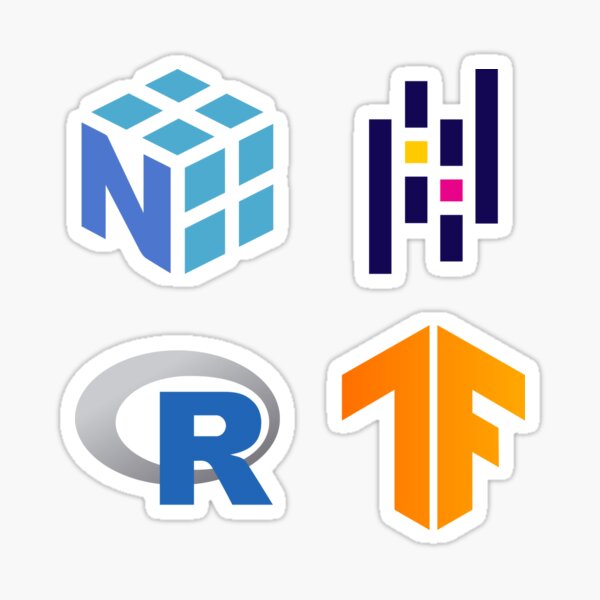 Item preview, ★ NumPy, Pandas, R (Language), TensorFlow - 4x Sticker Combo Pack designed and sold by Geekvana ⧉.