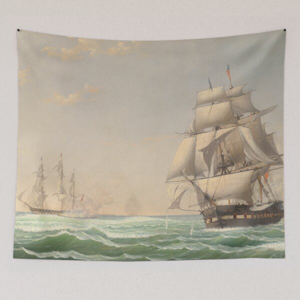 Item preview, The United States Frigate President | Engaging the British Squadron | Fitz Henry Lane | 1850 Marine Art designed and sold by CJET.