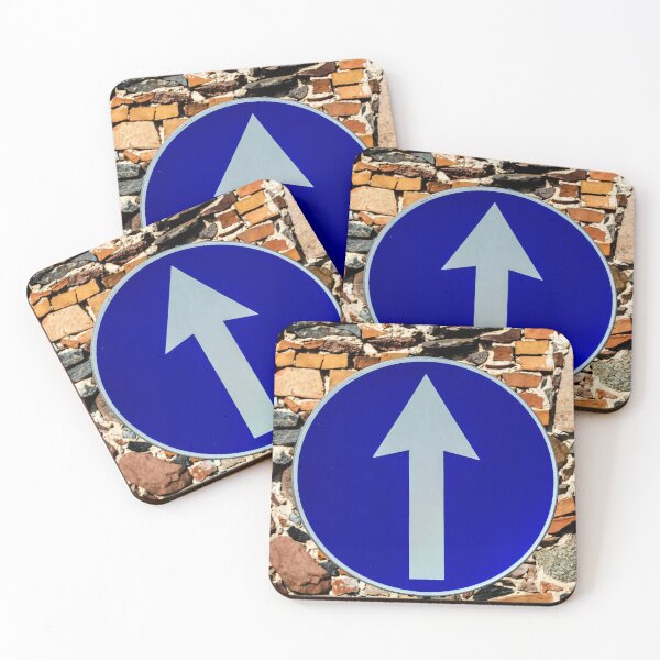 Item preview, Rounded traffic sign in blue and white, ahead only designed and sold by lena-maximova.