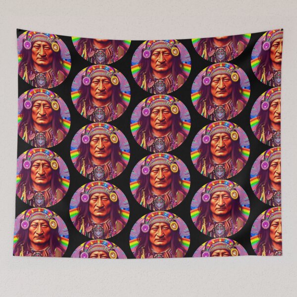 Item preview, Sitting Bull - Dakota Sioux - Psychedelic Portrait  by heringa designed and sold by heringa.