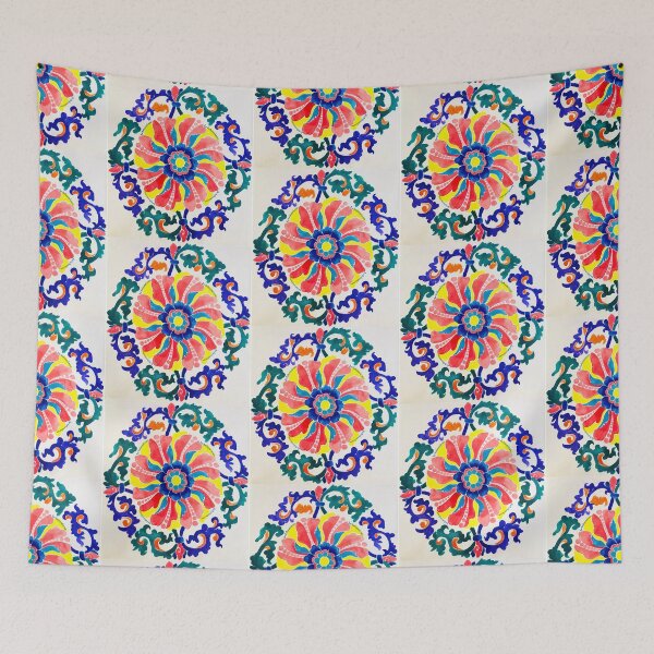 Item preview, Summertime Bloom (Orange, Indigo Purple and Emerald Green Malaysian Tile) designed and sold by Isabela Ahmad Hamizan.