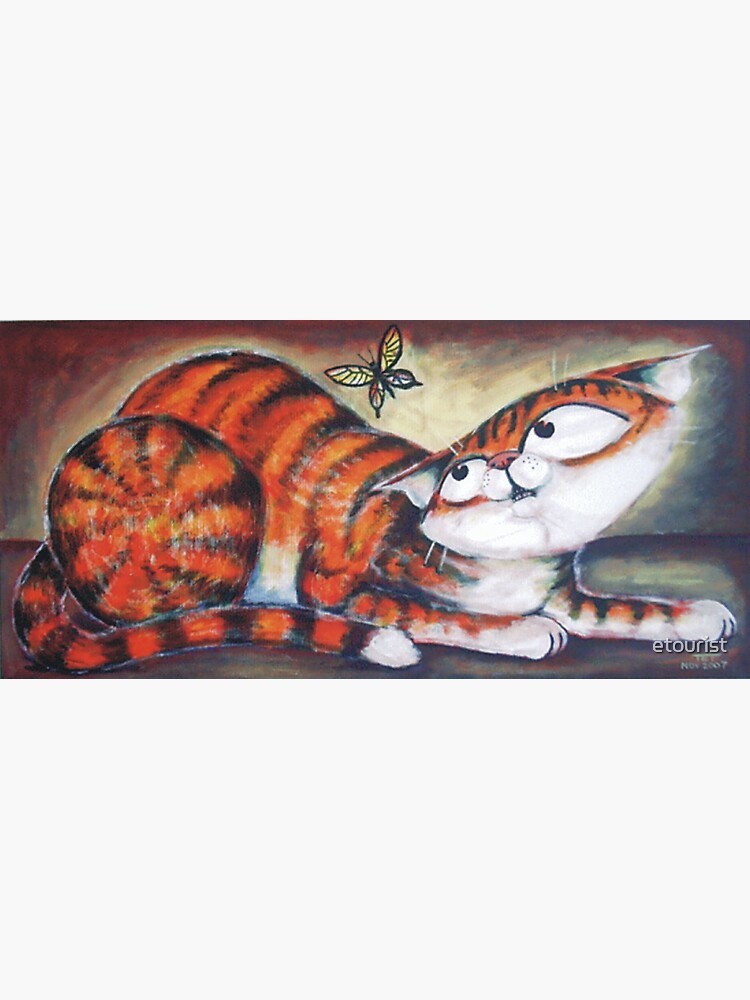 Thumbnail 3 of 3, Sticker, Ginger and the Butterfly - art by TET designed and sold by etourist.