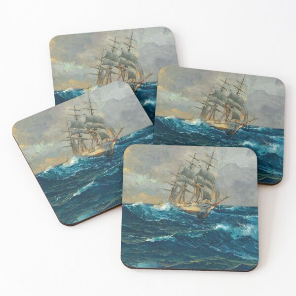 Item preview, Three-Master on the High Seas | Michael Zeno Diemer | 1930 Marine Art designed and sold by CJET.