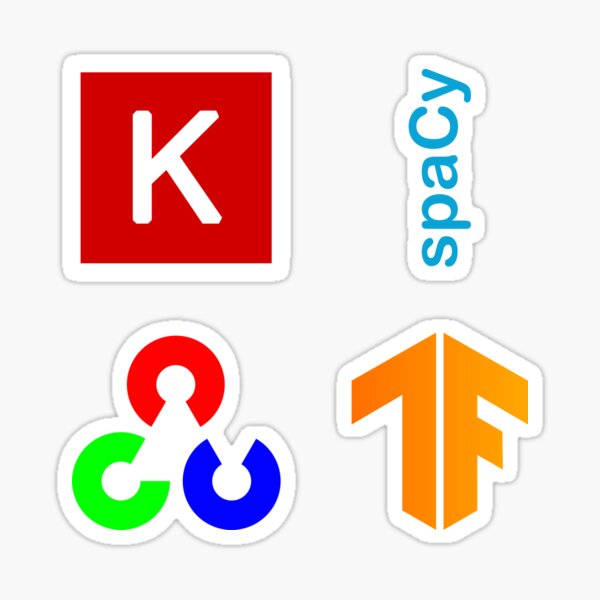 Item preview, ★ Keras, spaCy, OpenCV, TensorFlow - 4x Sticker Combo Pack designed and sold by Geekvana ⧉.