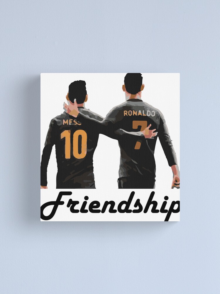 Football Superstar Friendship Canvas Painting Ronaldo and Messi